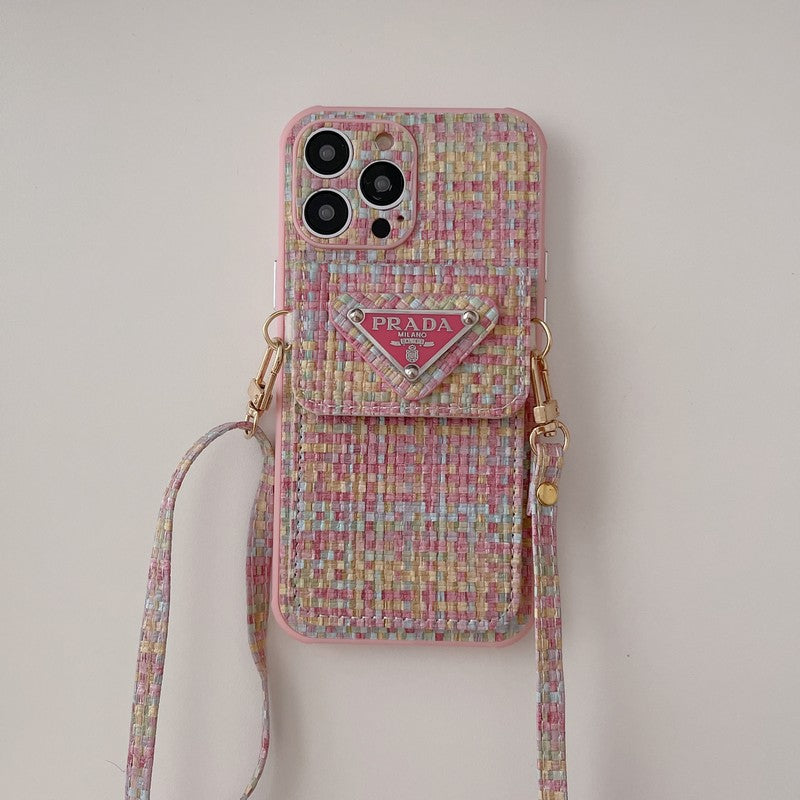 PRA Weave Card Bag Crossbody iPhone Case
