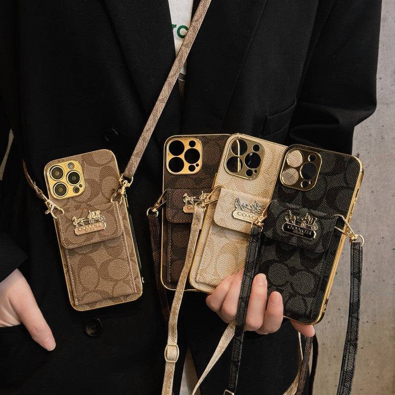 Coa Bolsa de bolsa de cartão de couro para iPhone