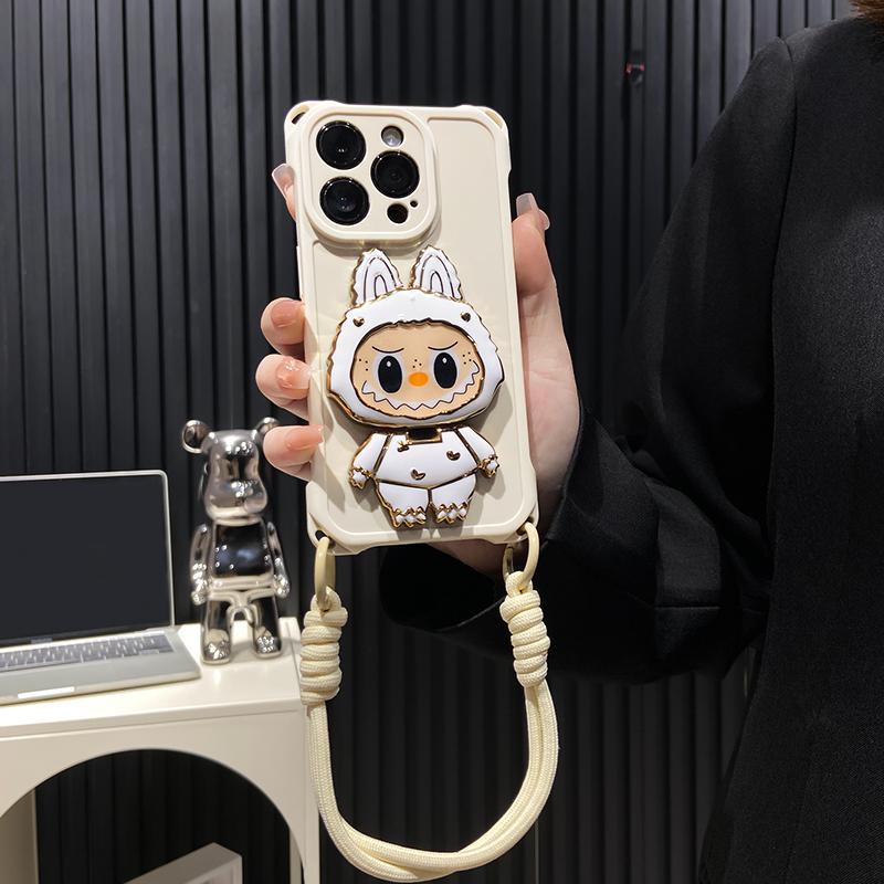 Hard Shell Labubu Mirror Kickstand iPhone Case - Rotatable Mirror | Sjokkfast design