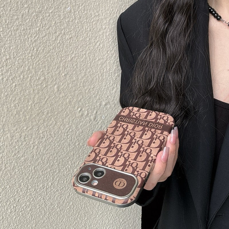 CD Wit & Bruin leren iPhone-hoesje
