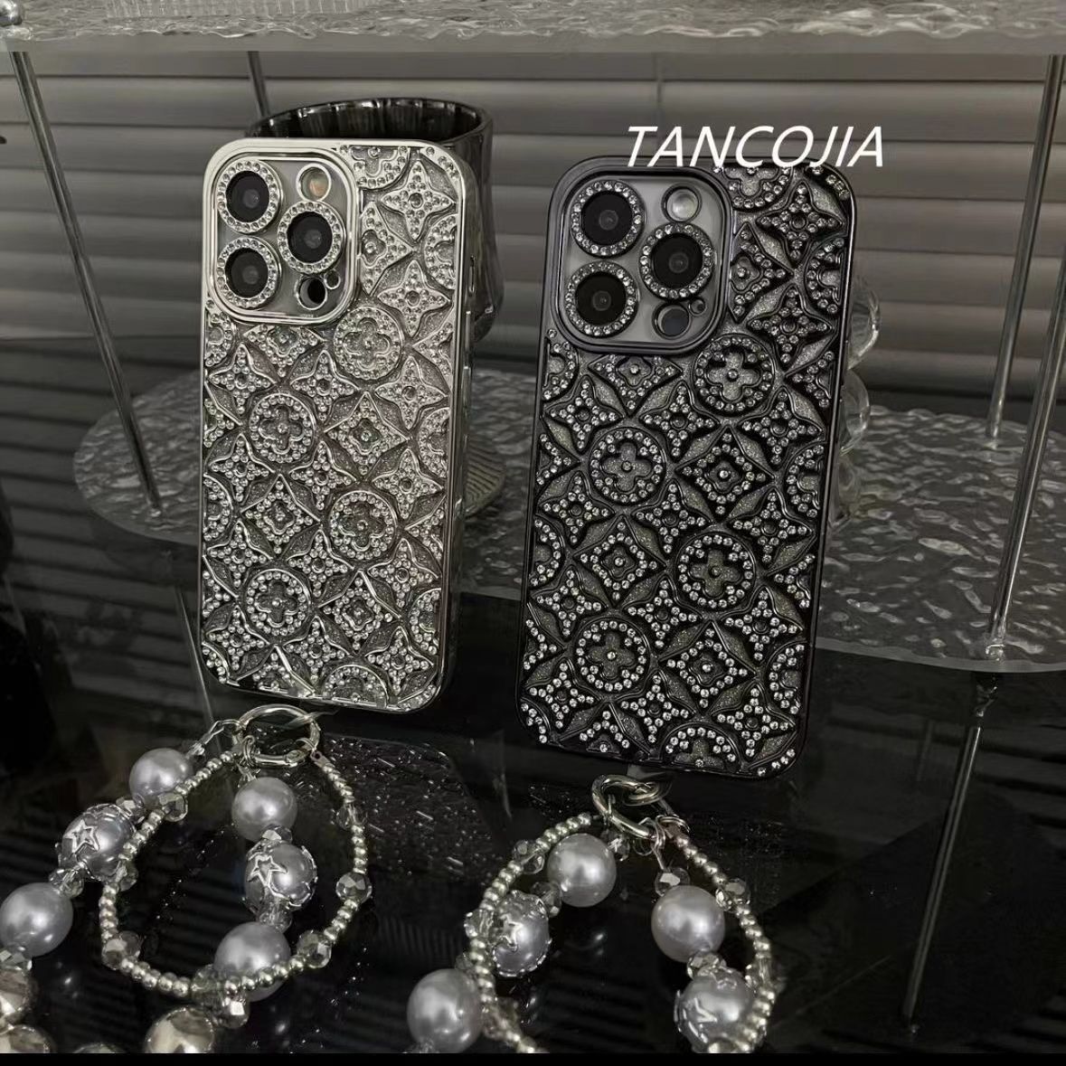 Luxe diamant in reliëf iPhone -hoes