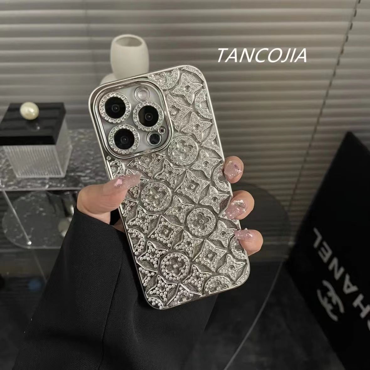 Luxe diamant in reliëf iPhone -hoes