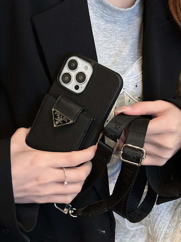 PRA Crossbody lederen iPhone -hoes