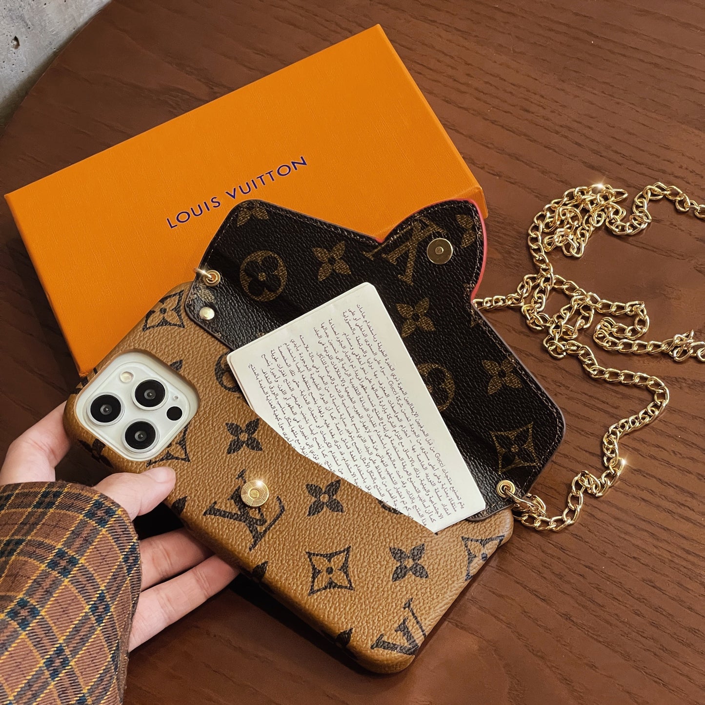 Lou Gold Crossbody -kaarthouder iPhone -hoes