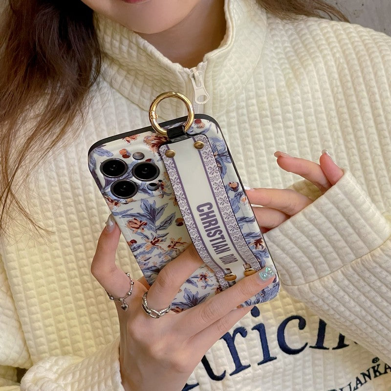 CD Lilla & Hvitt iPhone-deksel med armbånd