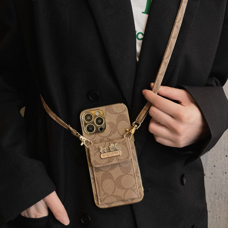 Coa Bolsa de bolsa de cartão de couro para iPhone