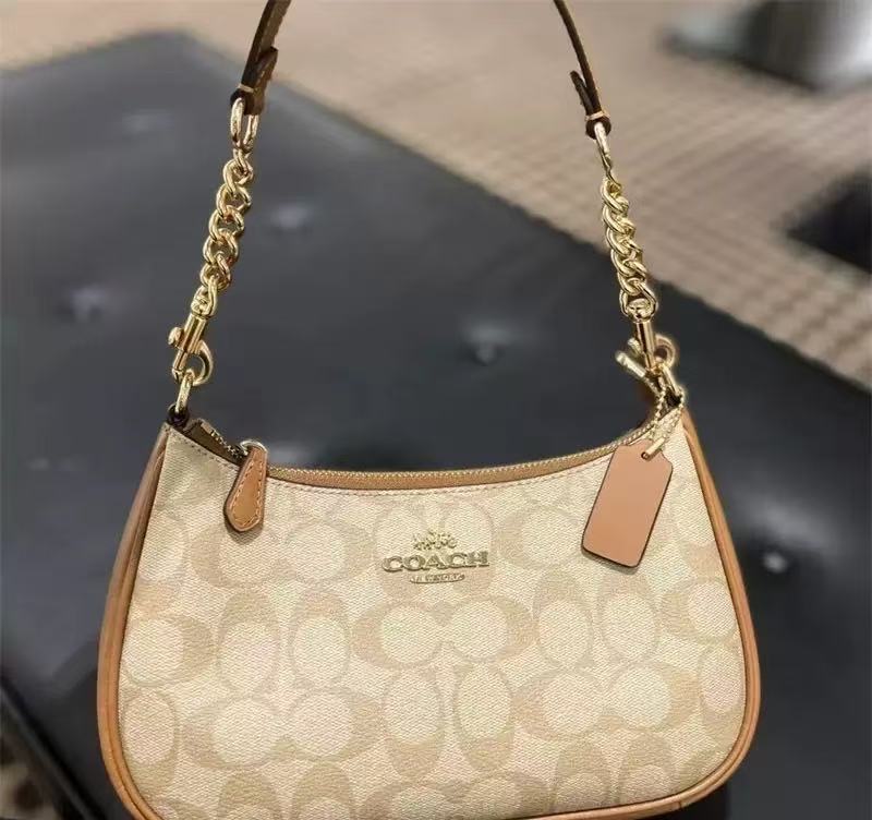 Monogram Handbag with Gold - Tone Chain Strap