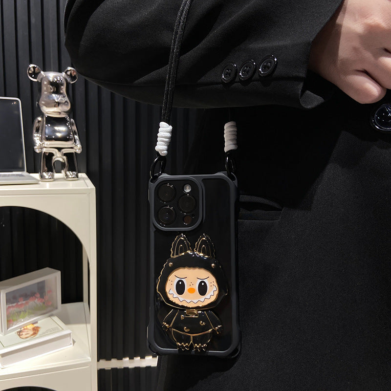 Hard Shell Labubu Mirror Kickstand iPhone Case - Rotatable Mirror | Sjokkfast design