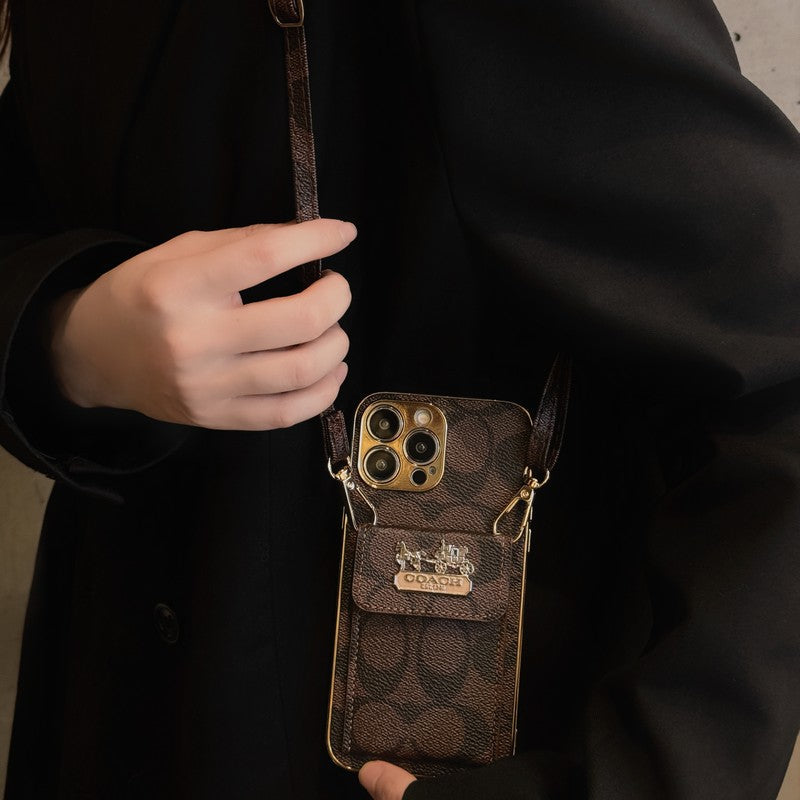Coa Bolsa de bolsa de cartão de couro para iPhone