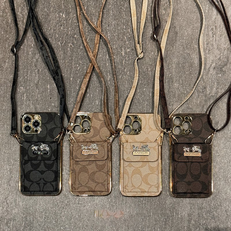 Coa Bolsa de bolsa de cartão de couro para iPhone