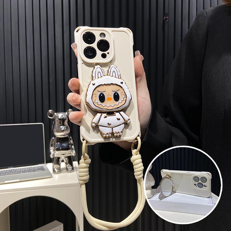 Hard Shell Labubu Mirror Kickstand iPhone Case - Rotatable Mirror | Sjokkfast design