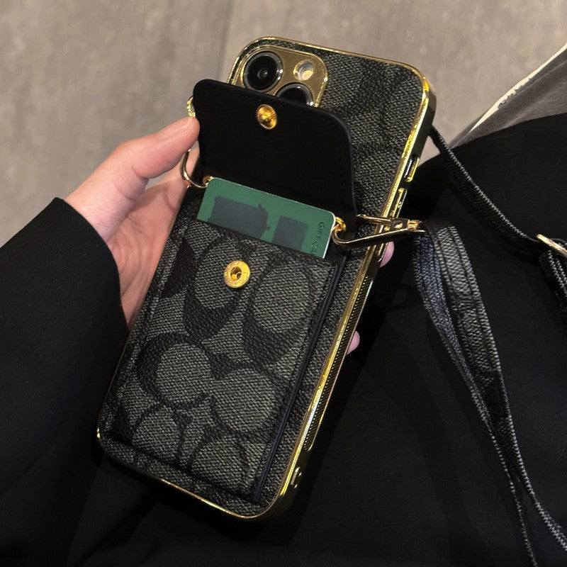 Coa Bolsa de bolsa de cartão de couro para iPhone