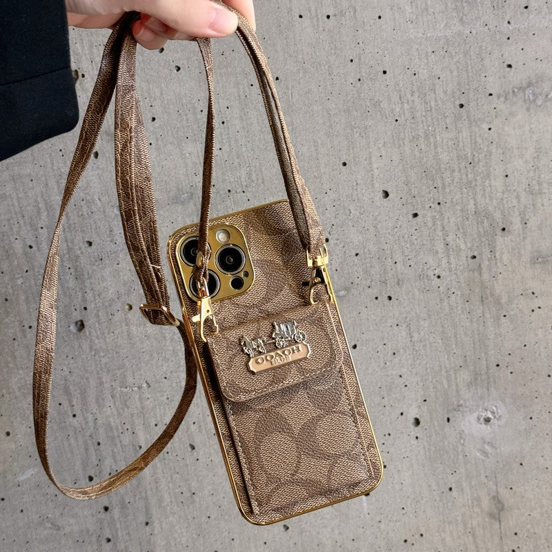 Coa Bolsa de bolsa de cartão de couro para iPhone