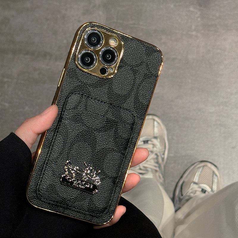 COA -kortpose Lær iPhone -veske