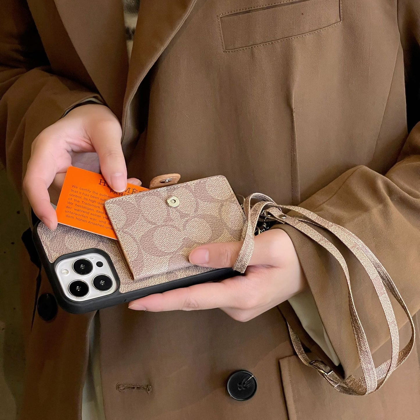 COA Card Bag Lederen Chain iPhone -hoesje