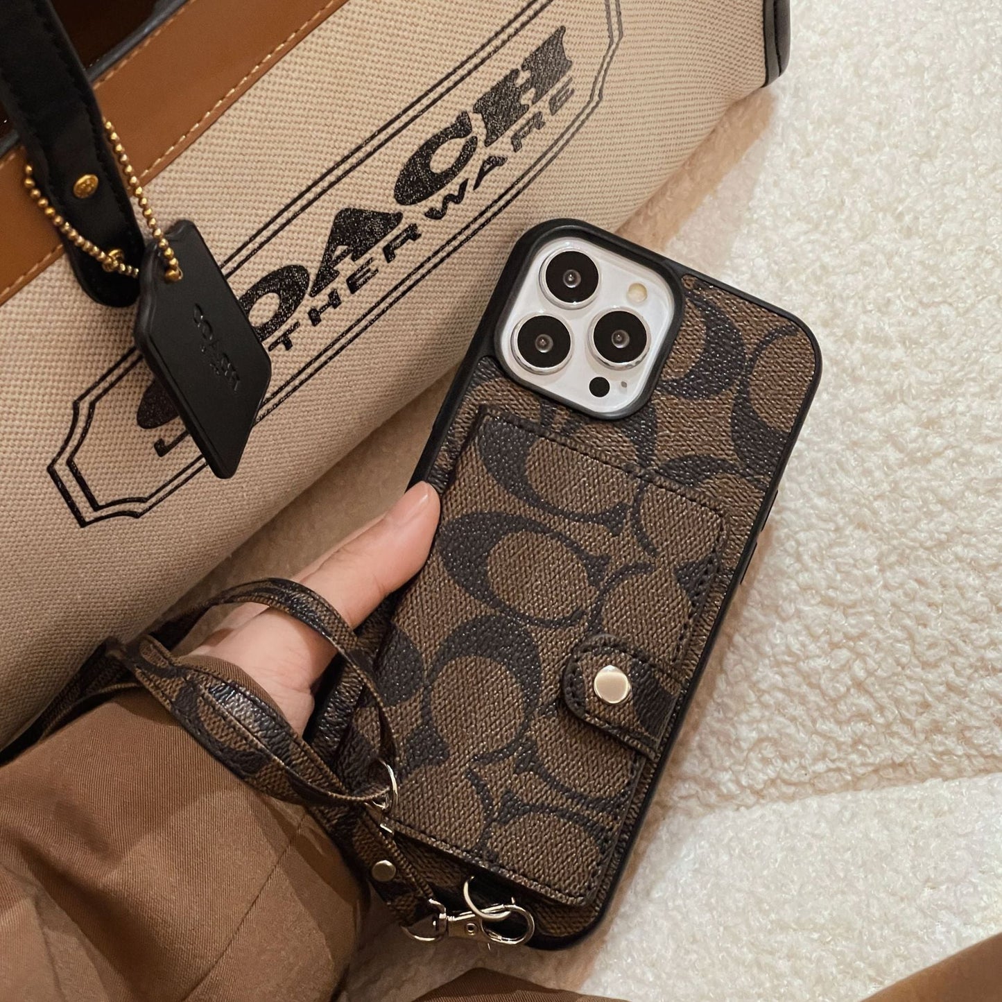 COA Card Bag Lederen Chain iPhone -hoesje