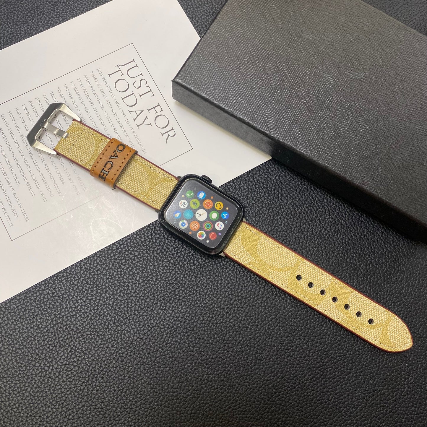 Treinador de couro Apple Watch Band Coffee-YHK244221710