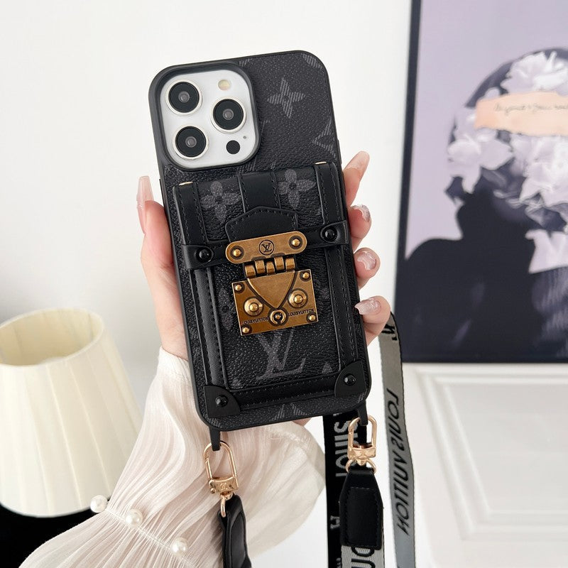 Lou Black & Hvitt crossbody-deksel til iPhone med kjede