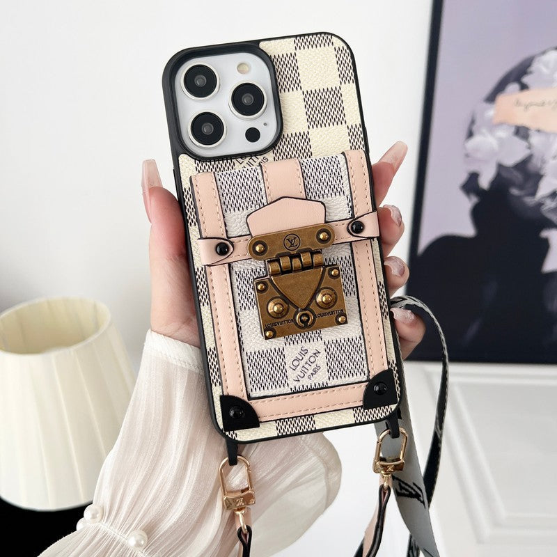 Lou Black & Hvitt crossbody-deksel til iPhone med kjede