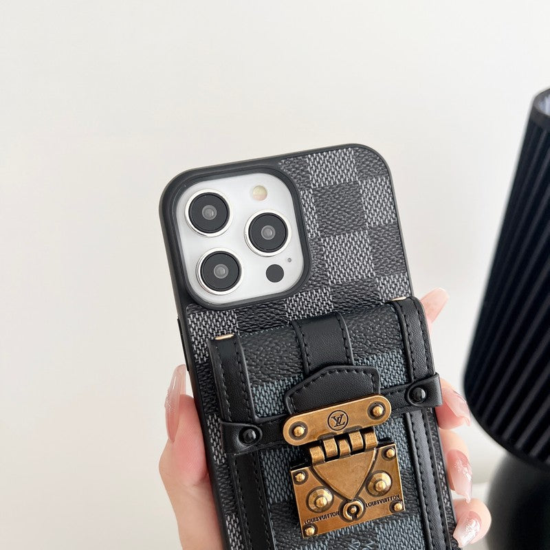 Lou Black & Hvitt crossbody-deksel til iPhone med kjede