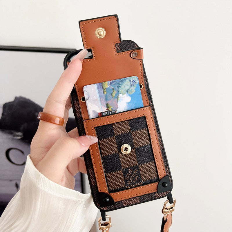 Lou Black & Hvitt crossbody-deksel til iPhone med kjede