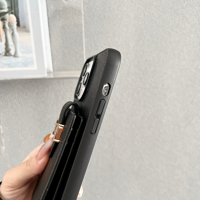 H -kortpose skjerf i skinn iPhone -veske