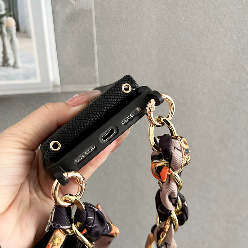 H -kortpose skjerf i skinn iPhone -veske