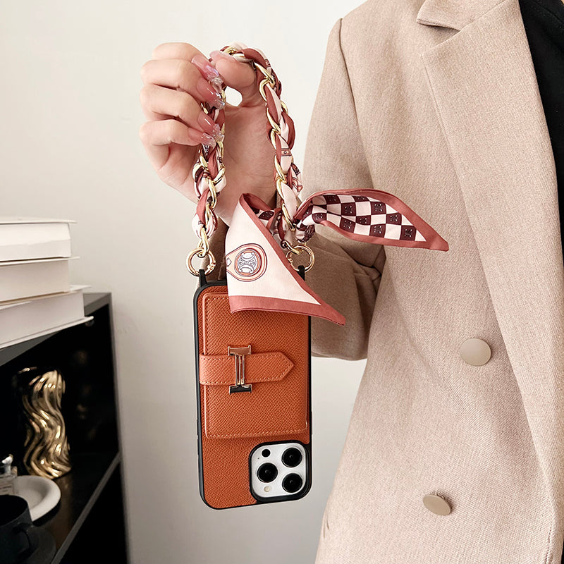 H do iPhone de couro de saco de cartão h capa