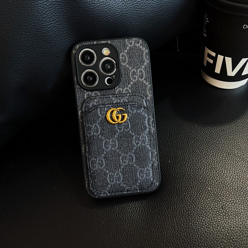 Caso do iPhone clássico de bolsa de cartão GG