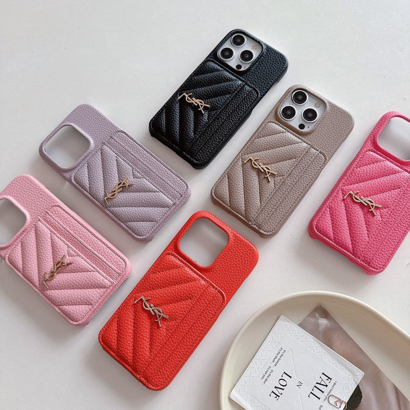 Saint Card Bag Color Lederen iPhone Case
