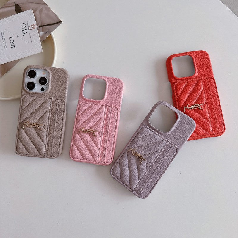 Saint Card Bag Color Lederen iPhone Case