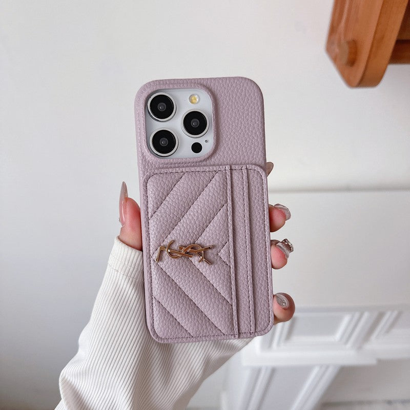 Saint Card Bag Color Lederen iPhone Case