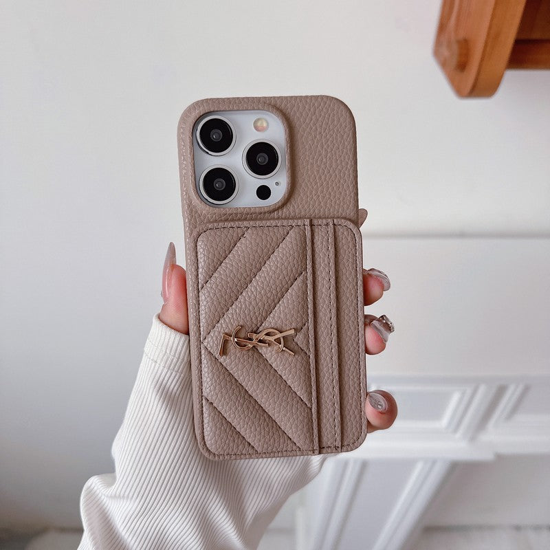 Saint Card Bag Color Lederen iPhone Case