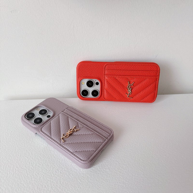 Saint Card Bag Color Lederen iPhone Case
