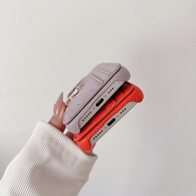 Saint Card Bag Color Lederen iPhone Case