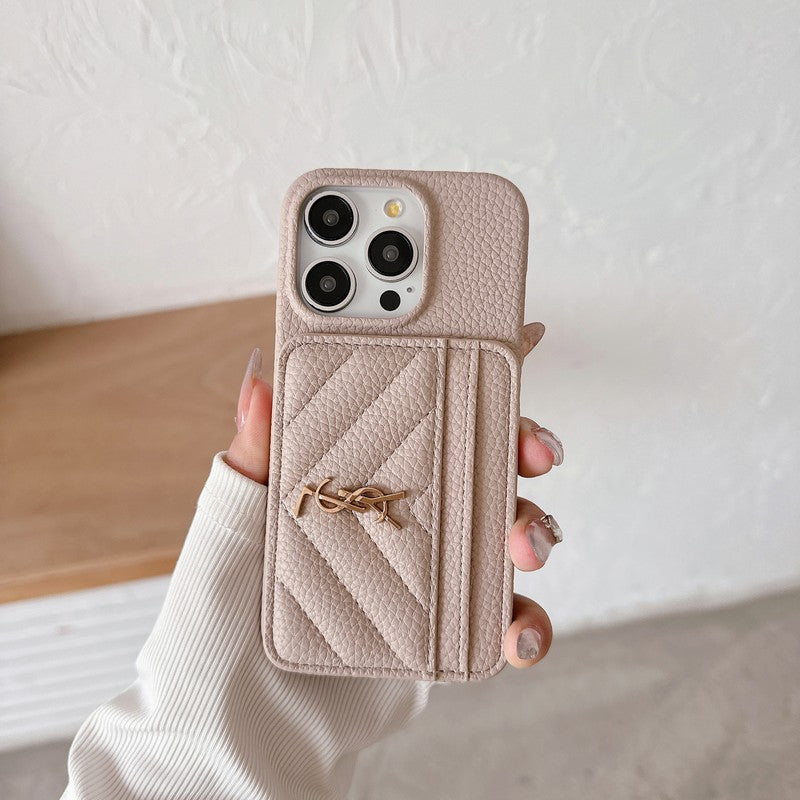 Saint Card Bag Color Lederen iPhone Case