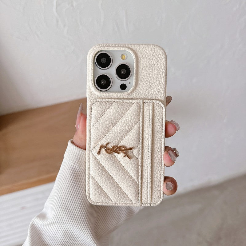 Saint Card Bag Color Lederen iPhone Case