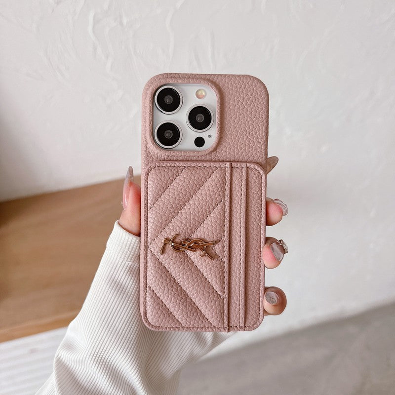 Saint Card Bag Color Lederen iPhone Case
