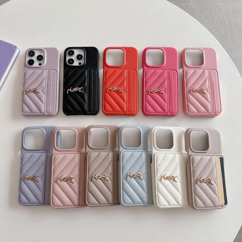 Saint Card Bag Color Lederen iPhone Case