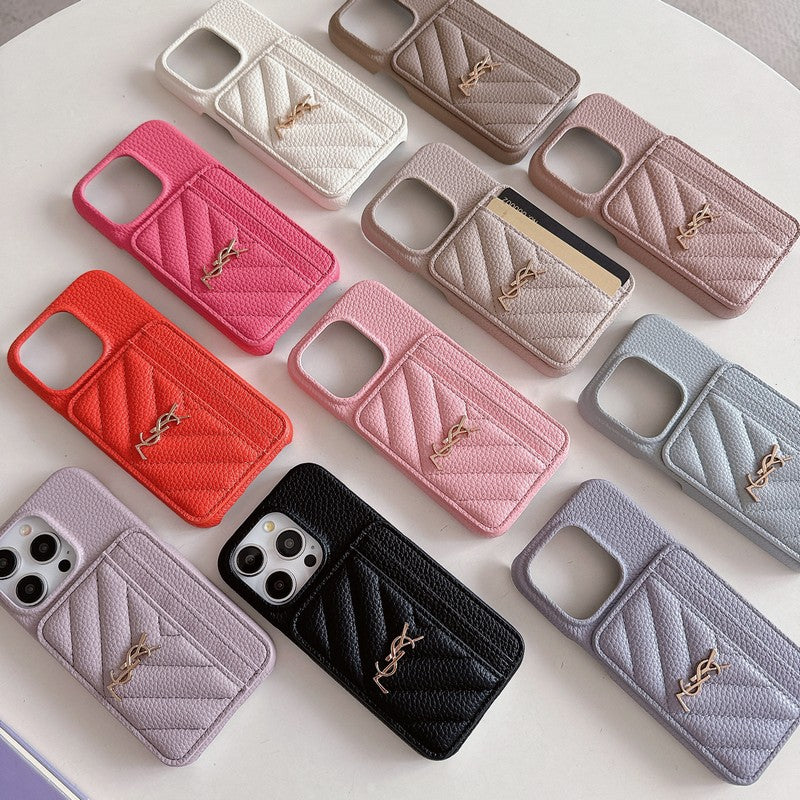 Saint Card Bag Color Lederen iPhone Case