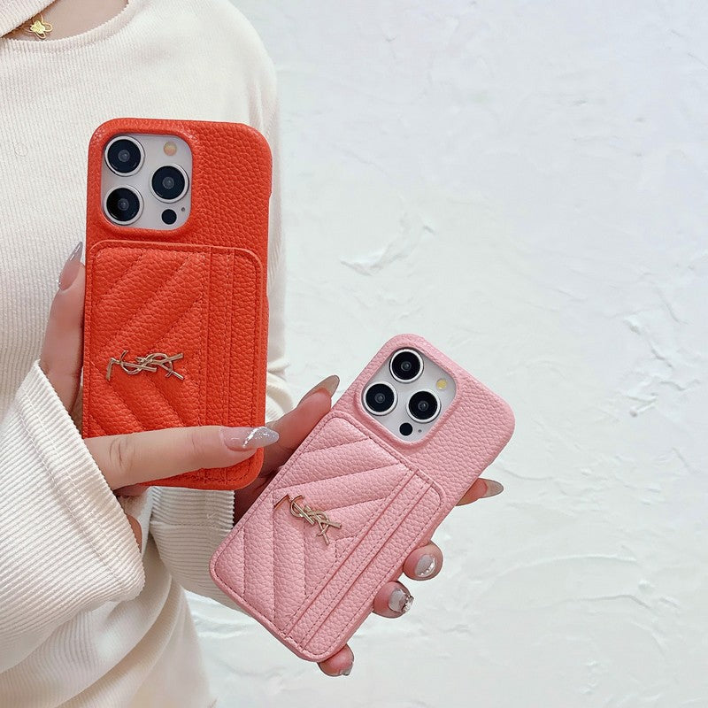 Saint Card Bag Color Lederen iPhone Case