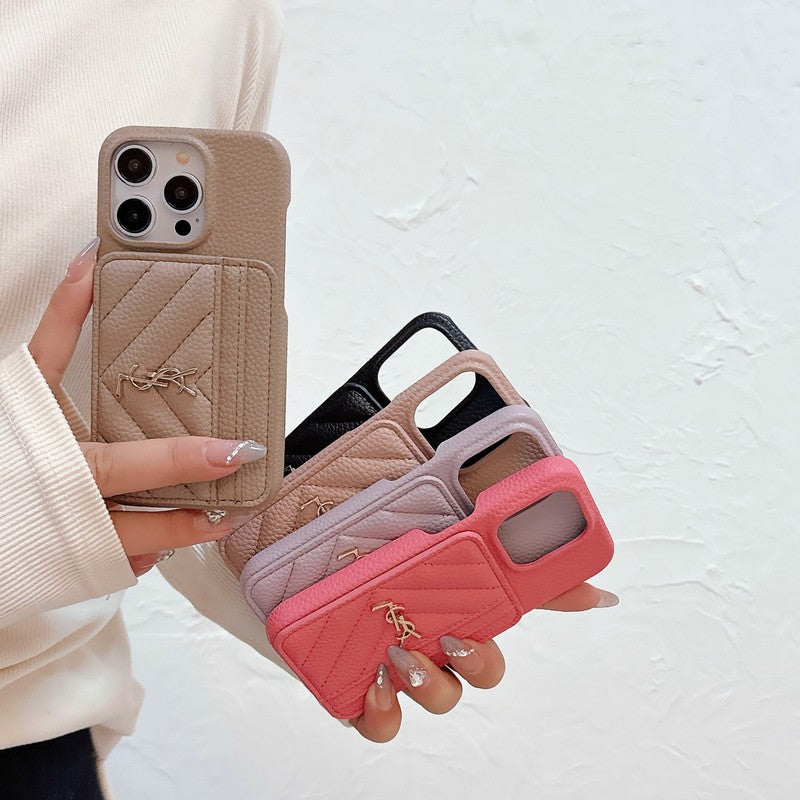 Saint Card Bag Color Lederen iPhone Case