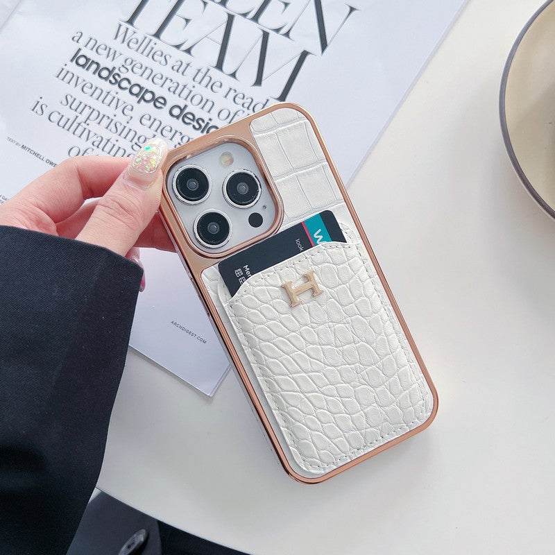 H Rose Gold Leather iPhone -veske
