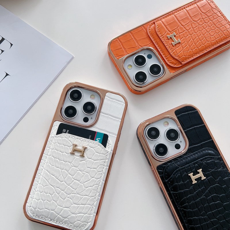 H Rose Gold Leather iPhone -veske