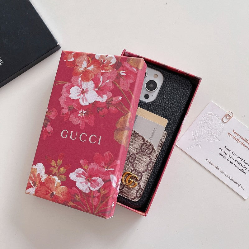 Caso do iPhone clássico de bolsa de cartão GG