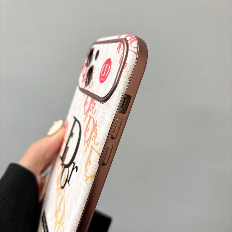 CD Wit & Bruin leren iPhone-hoesje