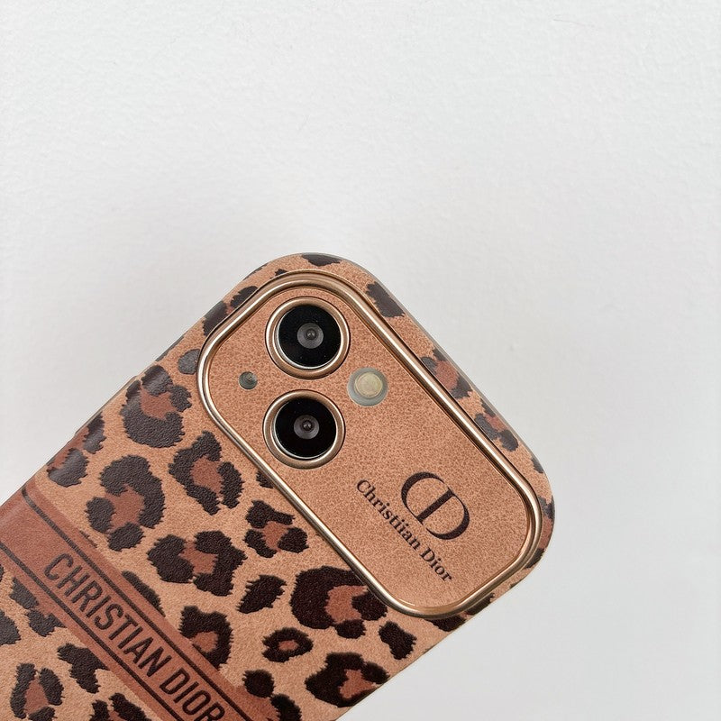 Cd bruine kleur lederen iPhone -hoesje