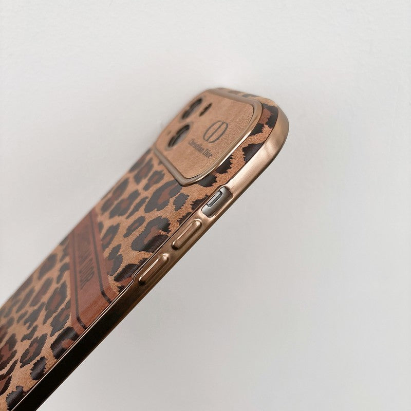 Cd bruine kleur lederen iPhone -hoesje