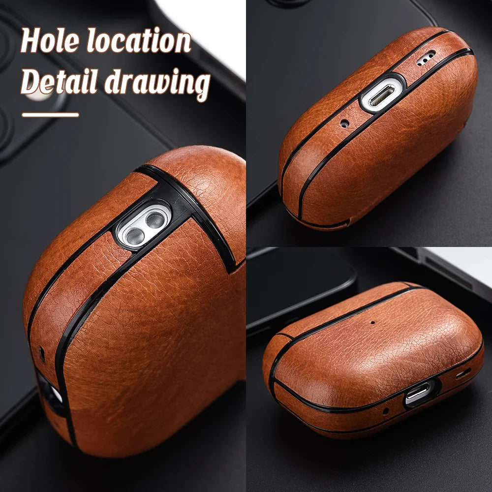 For AirPods Pro 2 Case Leather Earphone Case for Apple Air Pod 3 Pro 2. generasjon USB C