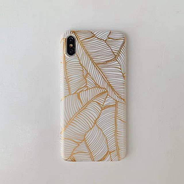 Estojo para iPhone de folhas douradas